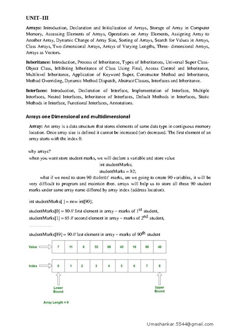 Java Unit 3: Arrays, Inheritance, and Interfaces Overview - Studocu