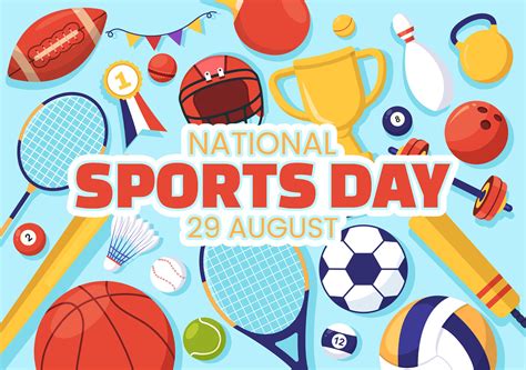 National Sports Day Vector Illustration with Sportsperson from ...