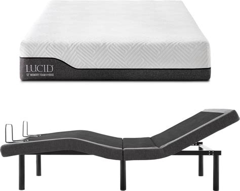 Amazon.com: LUCID L300 Adjustable Bed Base with LUCID 12 Inch Memory Foam Hybrid Mattress ...