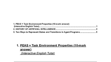 AI M1 A - PEAS Task Environment & History of AI Overview - Studocu