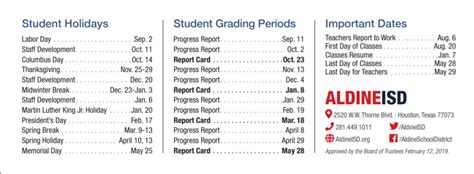 Magrill Elementary - School District Instructional Calendar - Aldine ...