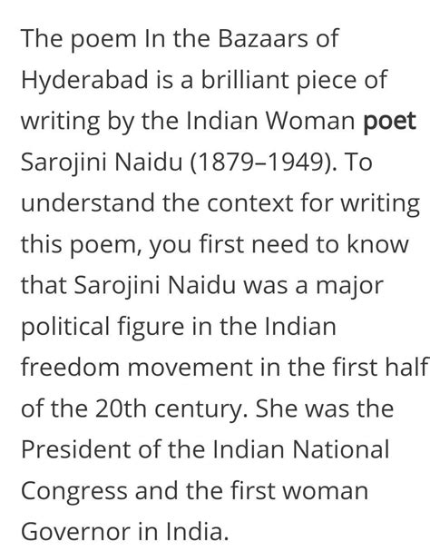 How does the poet sarojni Naidu sympathize by the people of bazaar ...