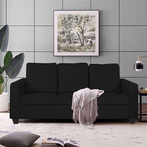 Adorn India Russell 3 Seater Sofa (Black): Amazon.in: Home & Kitchen
