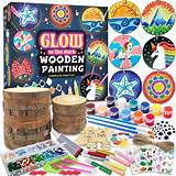 klmars Kids Wooden Painting Kit-Glow in The Dark-Arts & Crafts Gifts ...