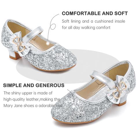 Snapklik.com : Dufannie High Heels For Little Girls Silver Dress Shoes ...