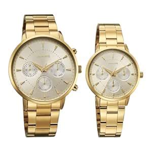 Buy Sonata Perfect Pairs P2 Quartz Gold Round Dial Men and Women Pair ...