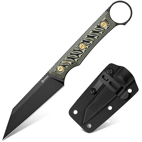 NedFoss RAVEN EDC Fixed Blade Knife with Sheath, 3.4" 14C28N Steel ...