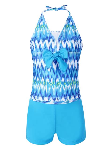 iEFiEL Kids Big Girls Tankini Swimsuit 2pcs Stripes Printed Swimwear ...