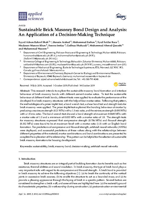 Sustainable Brick Masonry Bond Design & Analysis (ENG 101) - Studocu