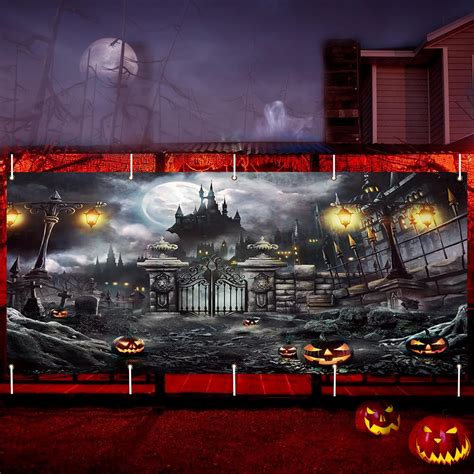 Amazon.com: Hmlinktt Halloween Garage Door Cover,Halloween Garage Door ...