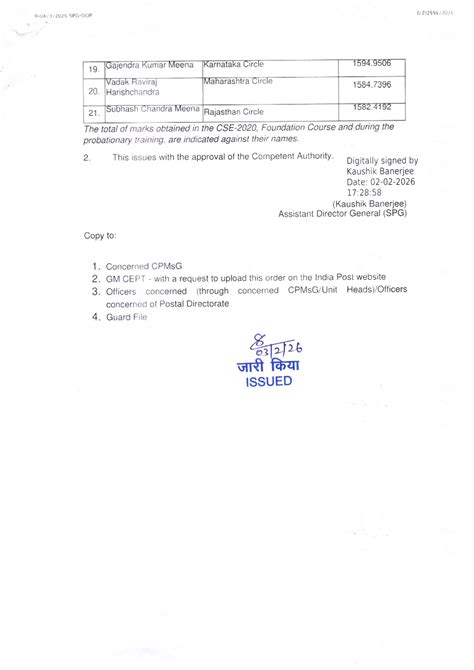 Revised Inter-se seniority list of Group A Officers 2021 batch | DOP OM ...