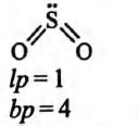 The number of lone pair and bond pair of electrons on the sulphur atom ...
