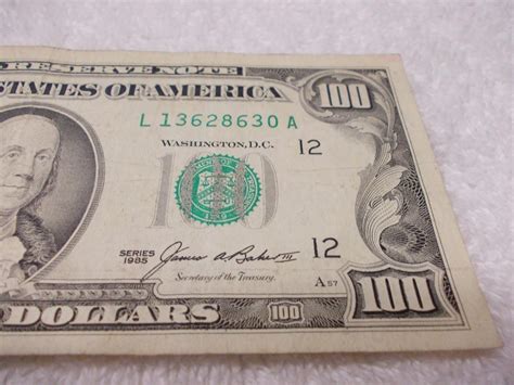 1985 A OLD ONE HUNDRED DOLLAR BILL U S $100 nice shape (not silver ...