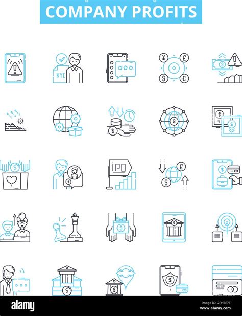 Company profits vector line icons set. Profit, Revenue, Gains, Benefit ...