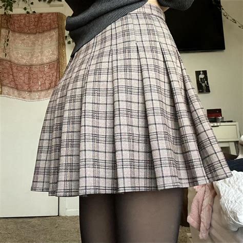 small brown black plaid skirt !! great condition,... - Depop
