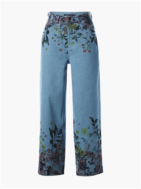 Printed Wide Leg Jeans