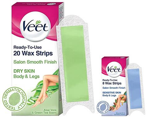 Veet Instant Waxing Kit for Dry Skin, (20 strips) & Veet Half Body ...