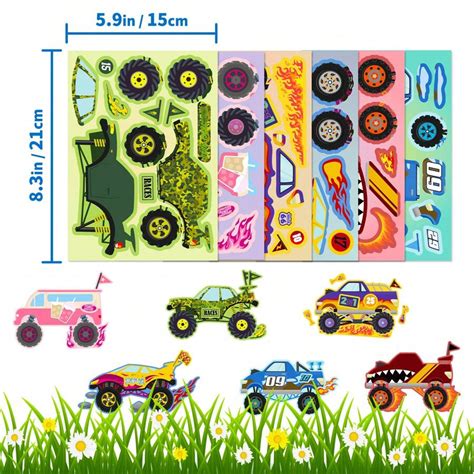 12 Sheets Truck Puzzle Stickers, Make Your Own Car Stickers, Funny Make ...