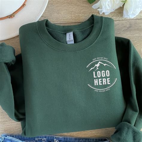 Custom Embroidered Logo Text Sweatshirt, Embroidered Business Logo ...