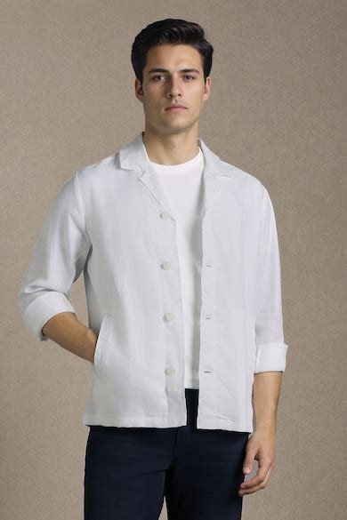Buy Men Casual White Solid Shacket Online - 40198989 | Louis Philippe