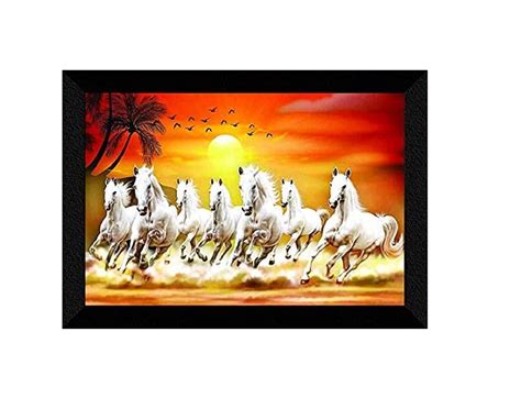SAF 1 Art of Creations 7 Running Horses Vastu UV Textured Multi-Effect ...