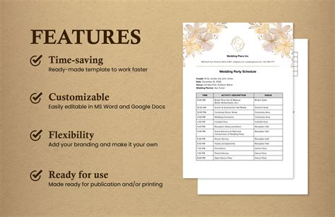 Event Wedding Party Schedule Template in Google Docs, Word, PDF ...