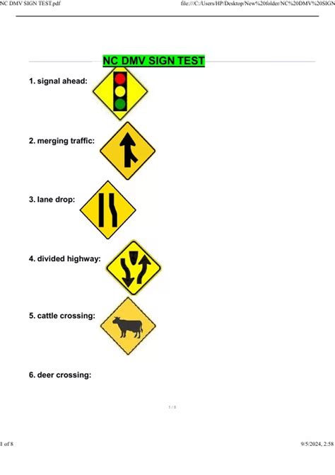 NC DMV SIGN TEST with Images (2024 / 2025) Updated Questions and ...