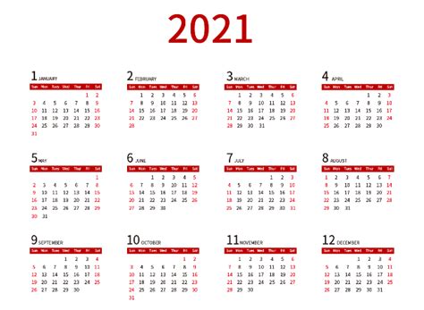 2021年日历全年表一张图 2021年一整张完整全年日历表_万年历