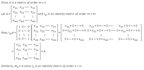 Show that if a is any m x n matrix, then ImA = A and AIn = A - CBSE ...