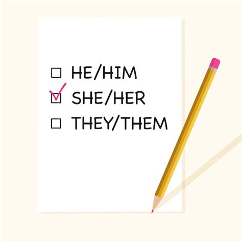 Check boxes with three personal gender pronouns | Premium Vector