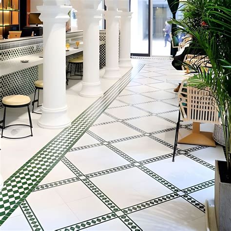 Popular Wall & Floor Tile Green Square Porcelain Geometric Print 12"×12 ...