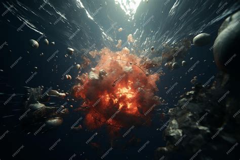 An underwater explosion creating a shockwave and b 00694 00 | Premium ...