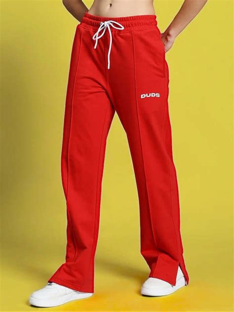 WOMEN'S ZION SIDE SLIT JOGGERS RED | Buy Online at Wearduds India