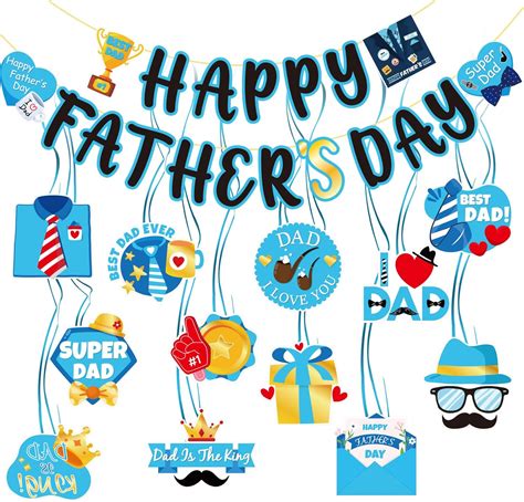 Amazon.com: WATCPNO Father Day Decorations Ceiling Hanging Swirls Happy ...
