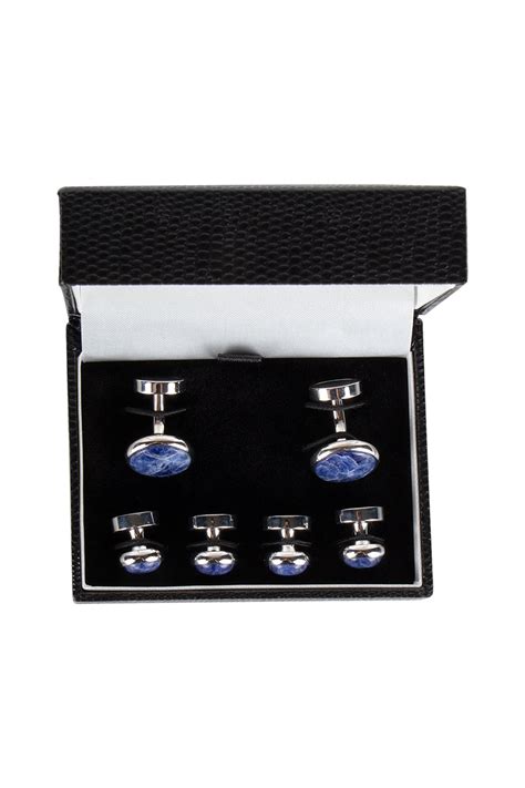 Elizabeth Parker Blue Aven/Silver Cufflink & Lapel Set 2908SET ...