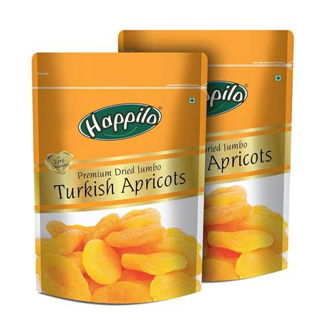 Happilo Premium Dried Turkish Apricots 200g each (Pack of 2), Jumbo ...