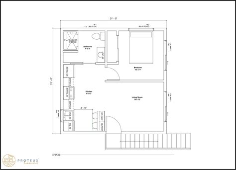 One Bedroom ADU Above Garage Floor Plan | Proteus Homes