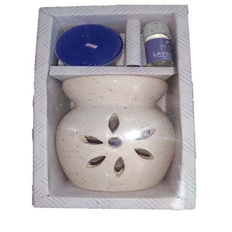 HVJ Pure Source India Ceramic Clay Candle Operated Aroma Burner (White ...
