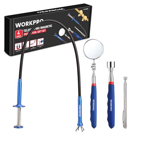 WORKPRO 4PC Telescoping Magnetic Pick Up Tool Kit, Includes Telescoping ...