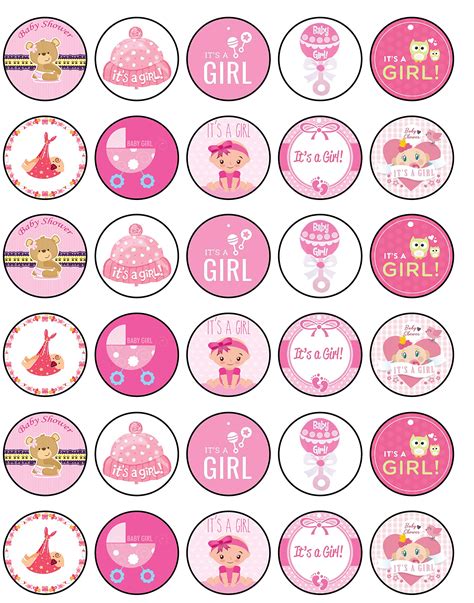 Buy 30 x Edible Cupcake Toppers – Baby Shower Girl Themed Collection of ...