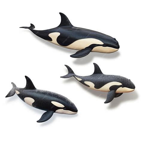 Premium AI Image | three different types of orca whales are shown on a white background ...