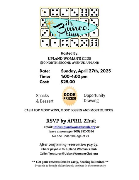 Bunco Fundraiser 2025, 590 North Second Avenue, Upland, CA, United ...