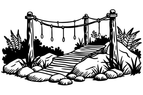 Hanging bridge vector illustration | Premium AI-generated vector