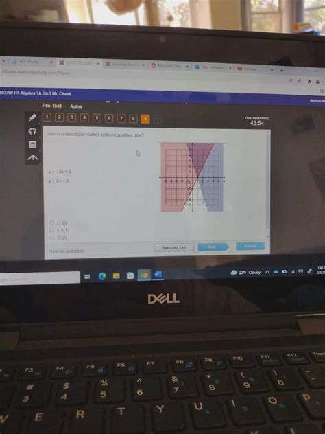 Which ordered pair makes both inequalities true? y> -3x +3y≥2x-2 ...