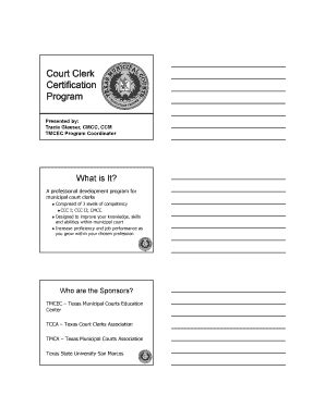 Fillable Online Municipal Court Clerk Certification - Texas Municipal ...