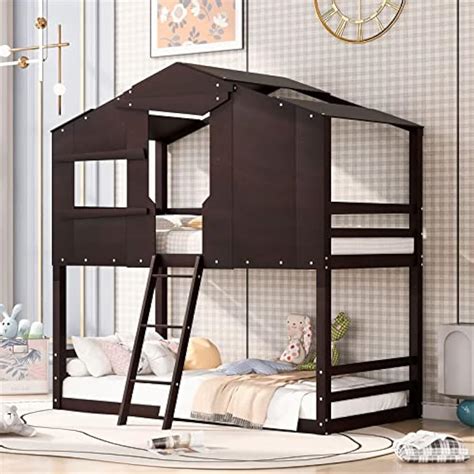 House Bunk Beds Twin Over Twin Low Bunk Beds Wood | Ubuy India