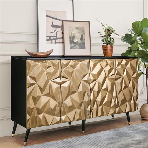 Gold Sideboard Buffet Cabinet with Storage, Modern India | Ubuy