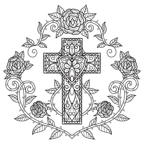 Premium Vector | Cross and rose