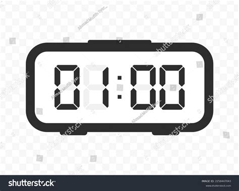 Vector Illustration One Oclock Digital Clock Stock Vector (Royalty Free ...