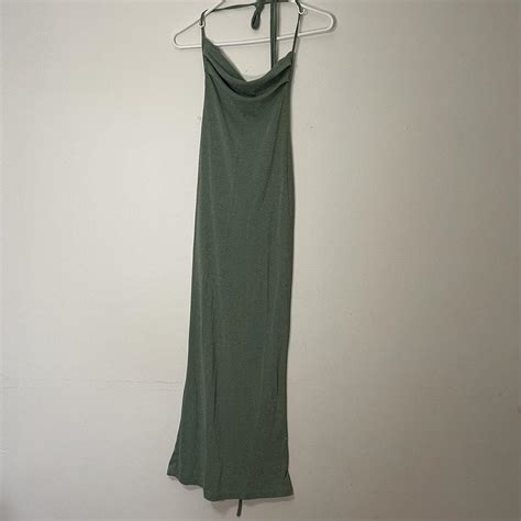 Light Green Maxi Dress with some sparkle Backless... - Depop